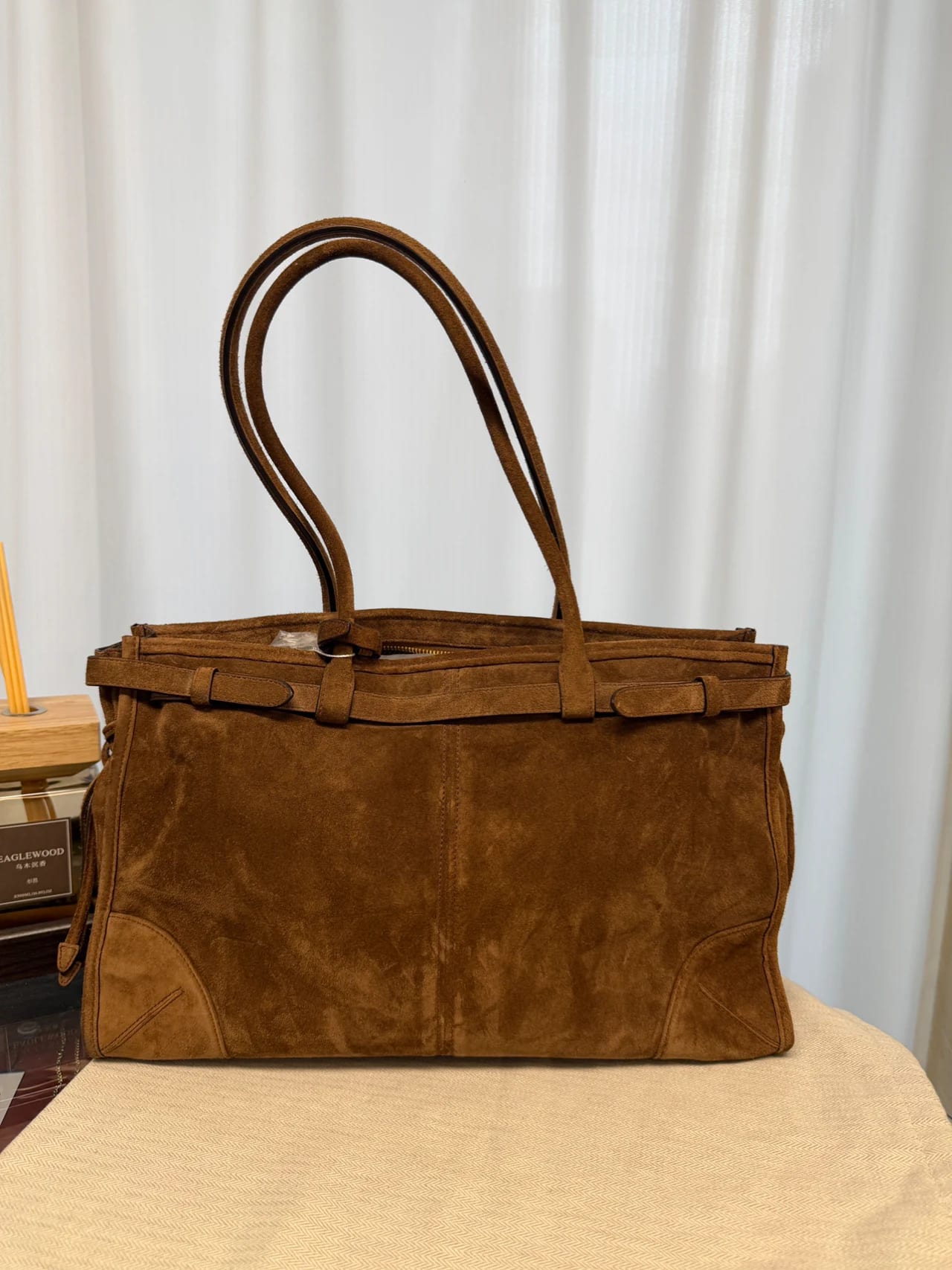 Prada Large Prada Buckle Suede Bag with Belt 縮圖 2