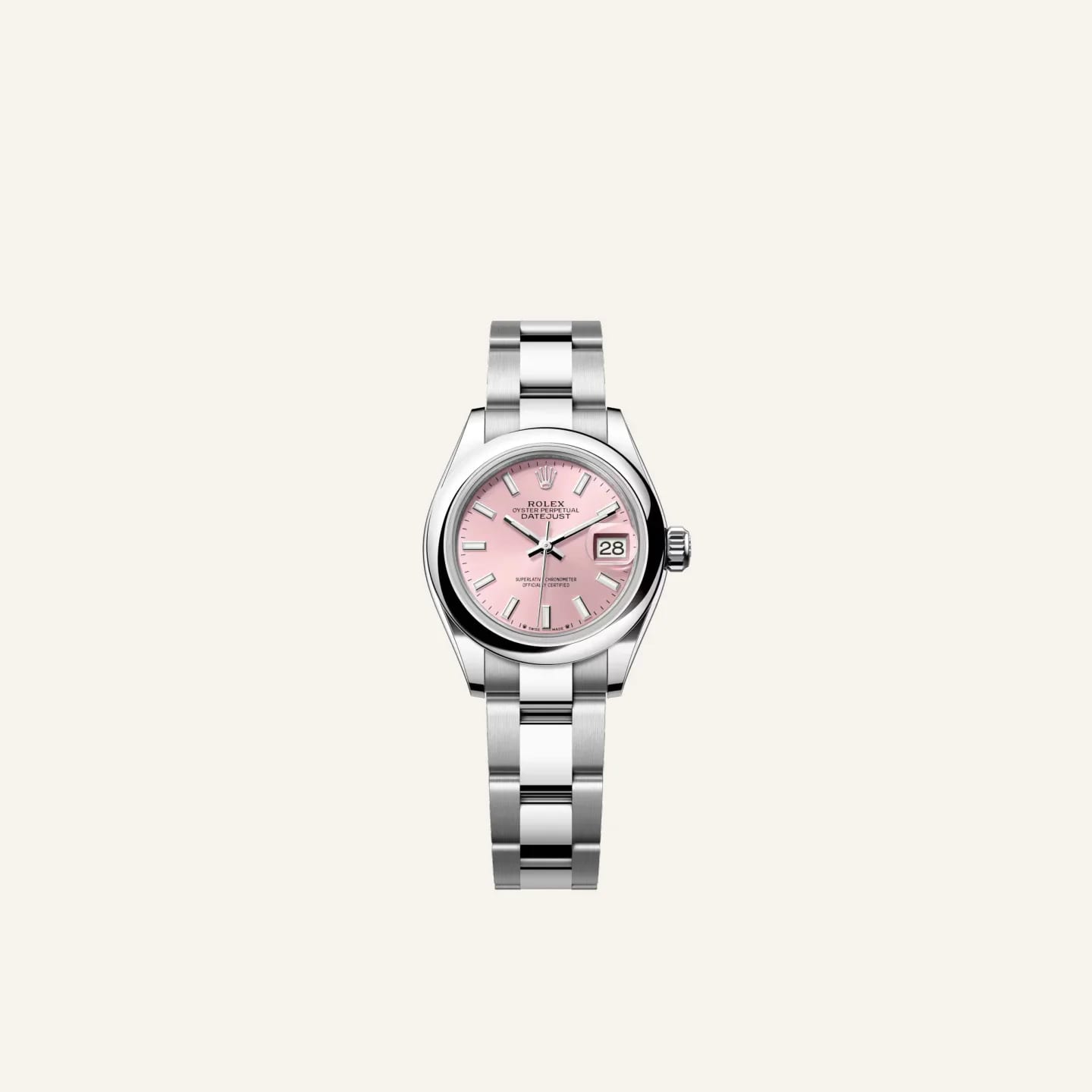 Rolex Lady-Datejust 28 粉紅色錶面腕錶 縮圖 1