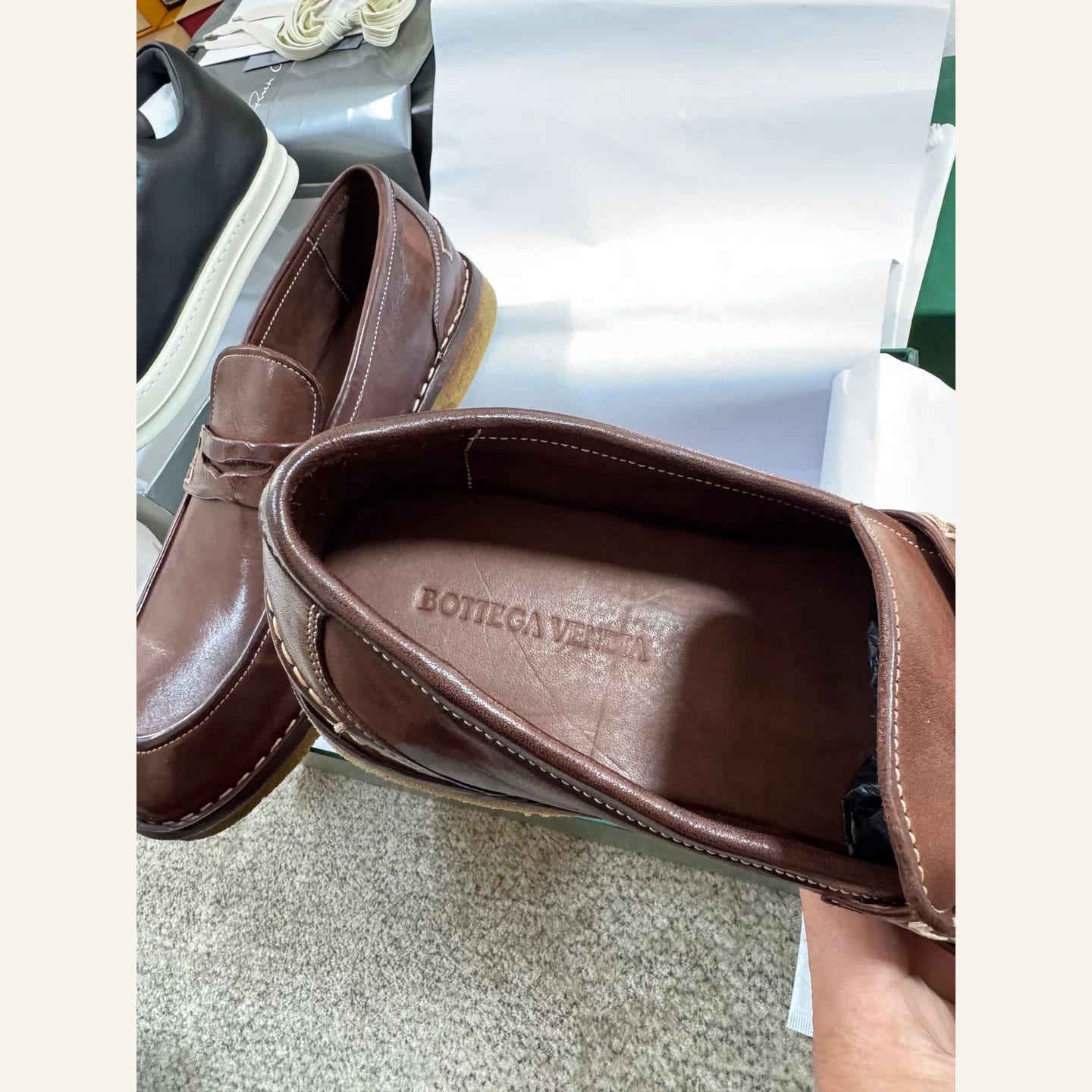 Bottega Veneta Washed-leather Penny Loafer 縮圖 4