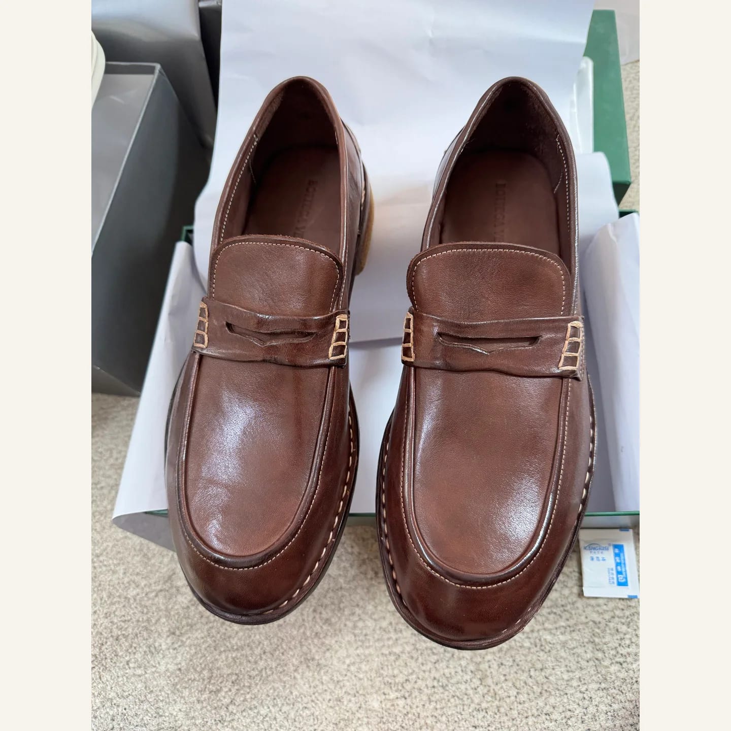 Bottega Veneta Washed-leather Penny Loafer 縮圖 1