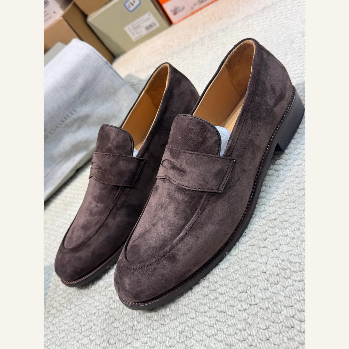 Brunello Cucinelli Suede Penny Loafer 縮圖 1