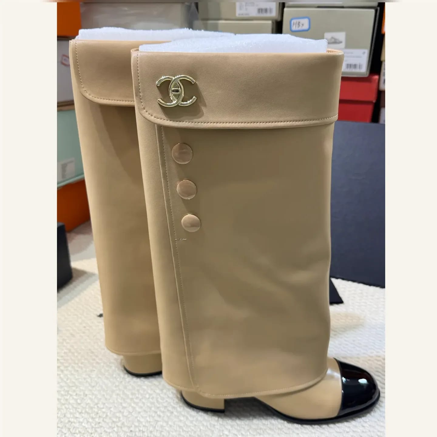 CHANEL CC Cap-toe Knee-high Boot 縮圖 3