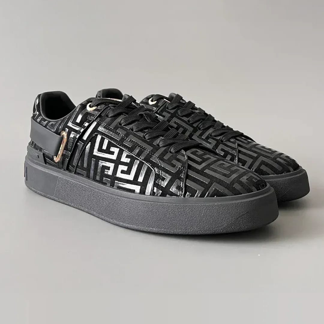 Balmain Logo-Strap Leather Slip-On Sneakers 縮圖 2