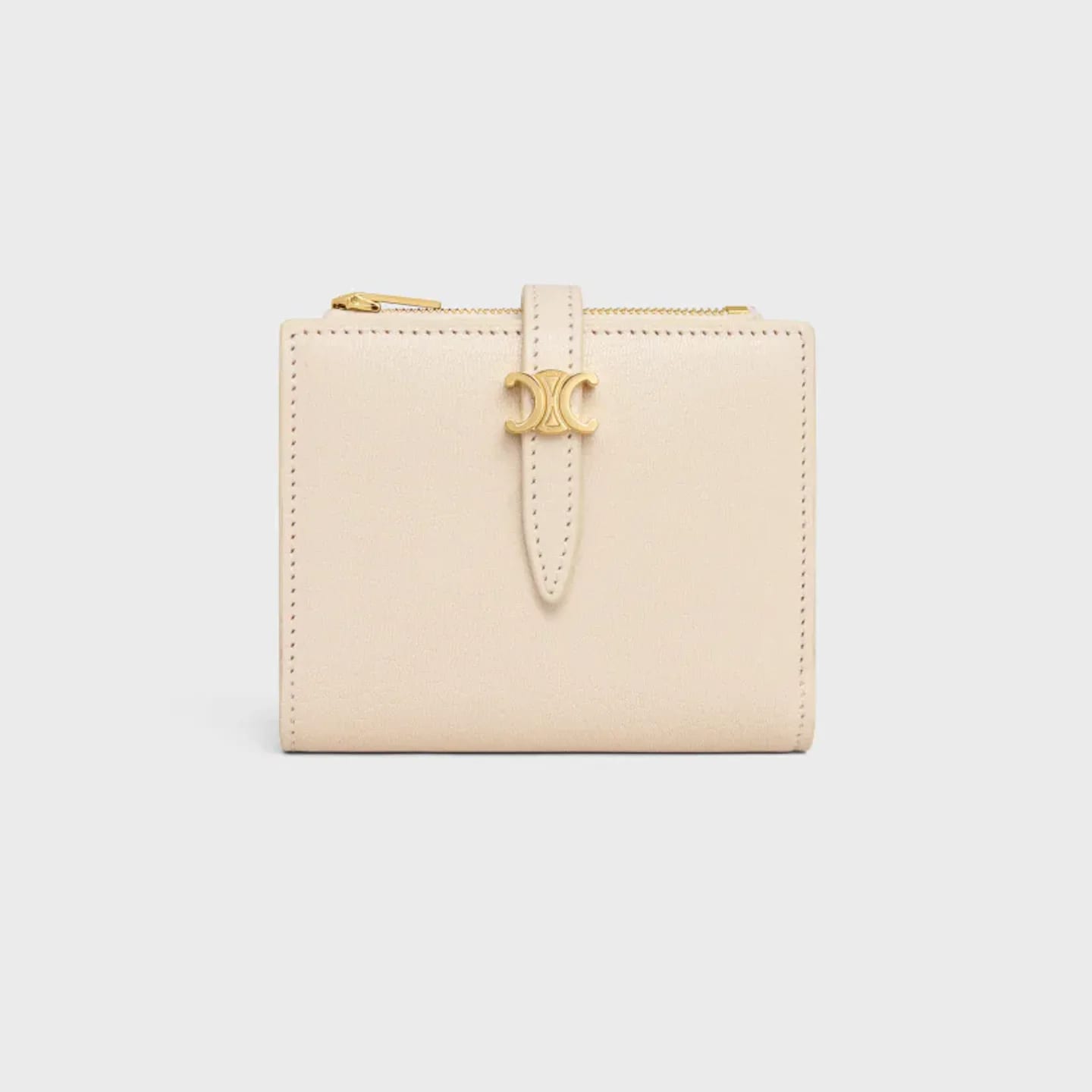 CELINE COMPACT WALLET TRIOMPHE PONTET IN GOATSKIN 縮圖 1