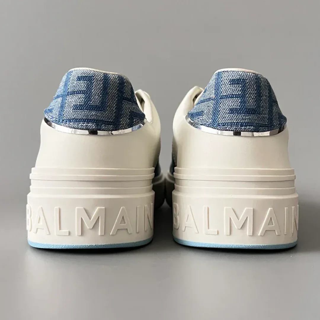 Balmain Logo-Strap Leather Slip-On Sneakers 縮圖 4