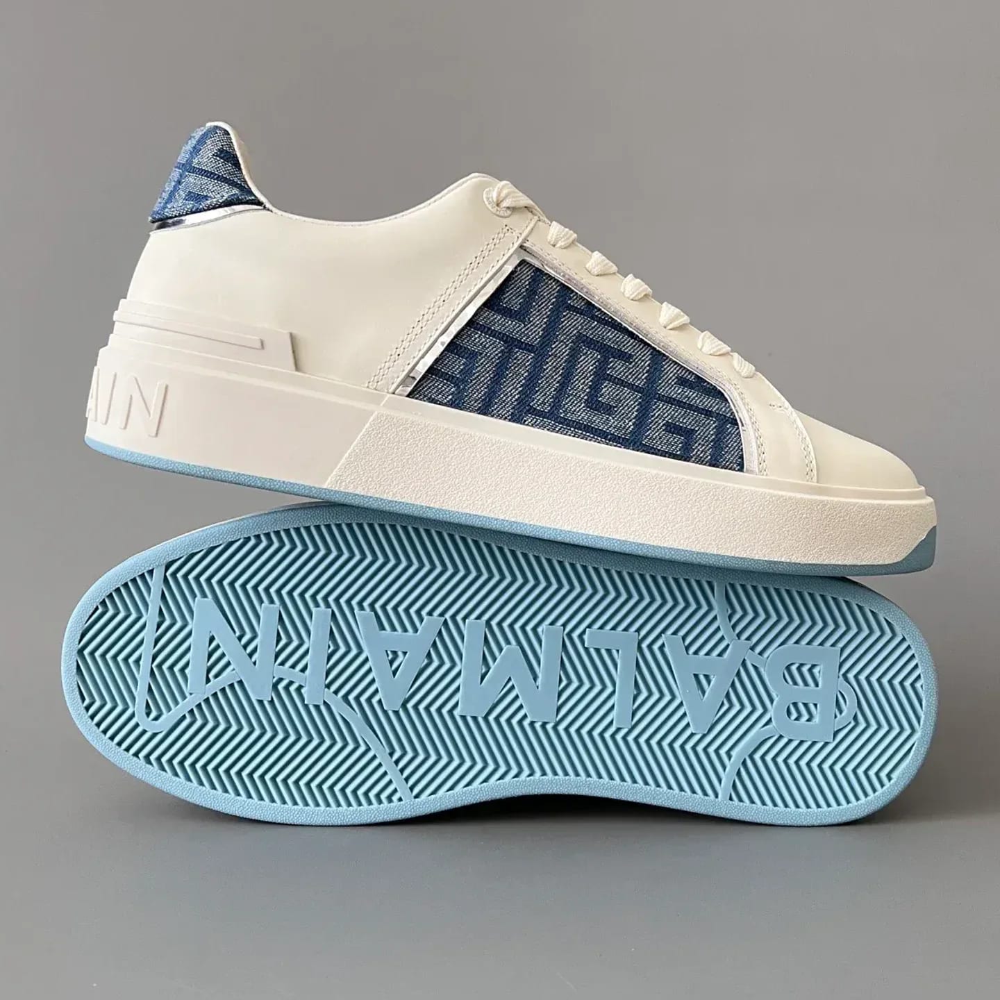 Balmain Logo-Strap Leather Slip-On Sneakers 縮圖 4