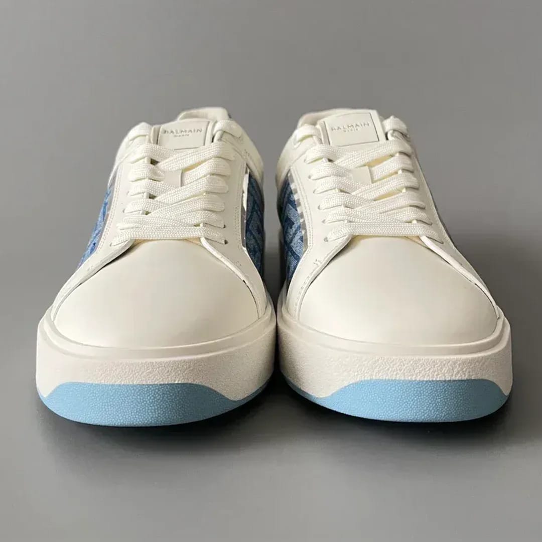 Balmain Logo-Strap Leather Slip-On Sneakers 縮圖 2