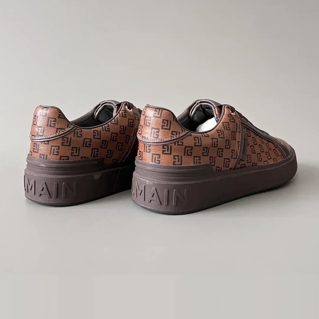 Balmain Logo-Strap Leather Slip-On Sneakers 縮圖 3
