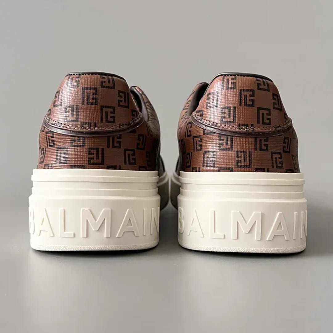 Balmain Logo-Strap Leather Slip-On Sneakers 縮圖 3