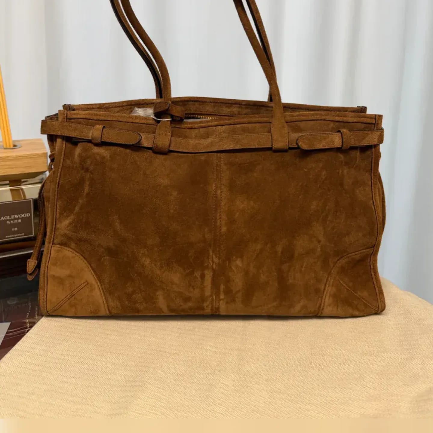 Prada Large Prada Buckle Suede Bag with Belt 縮圖 2