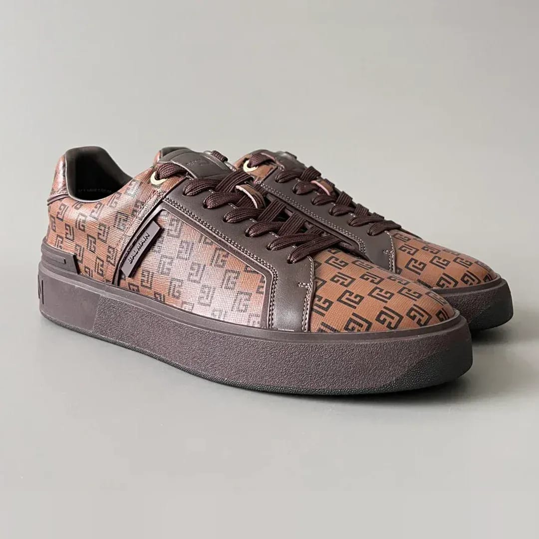 Balmain Logo-Strap Leather Slip-On Sneakers 縮圖 2