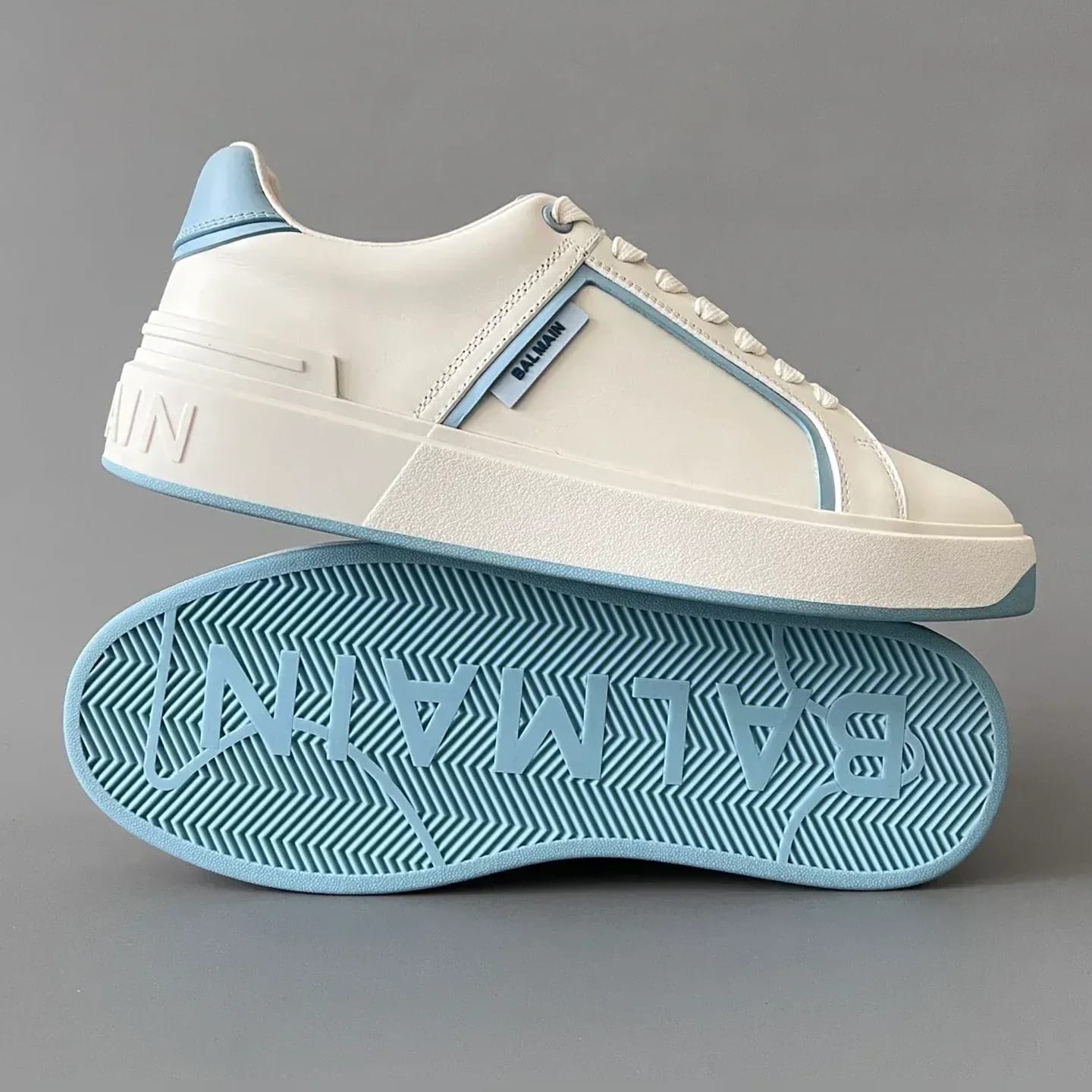Balmain Logo-Strap Leather Slip-On Sneakers 縮圖 4