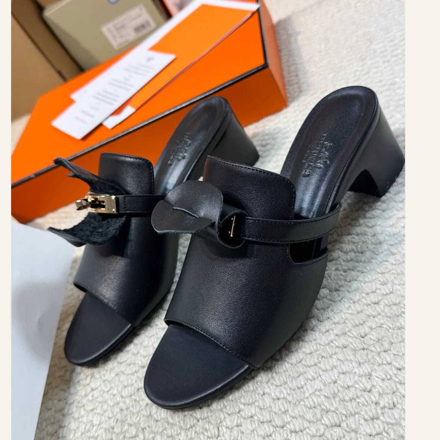 Hermès H-buckle Heeled Mule 縮圖 1