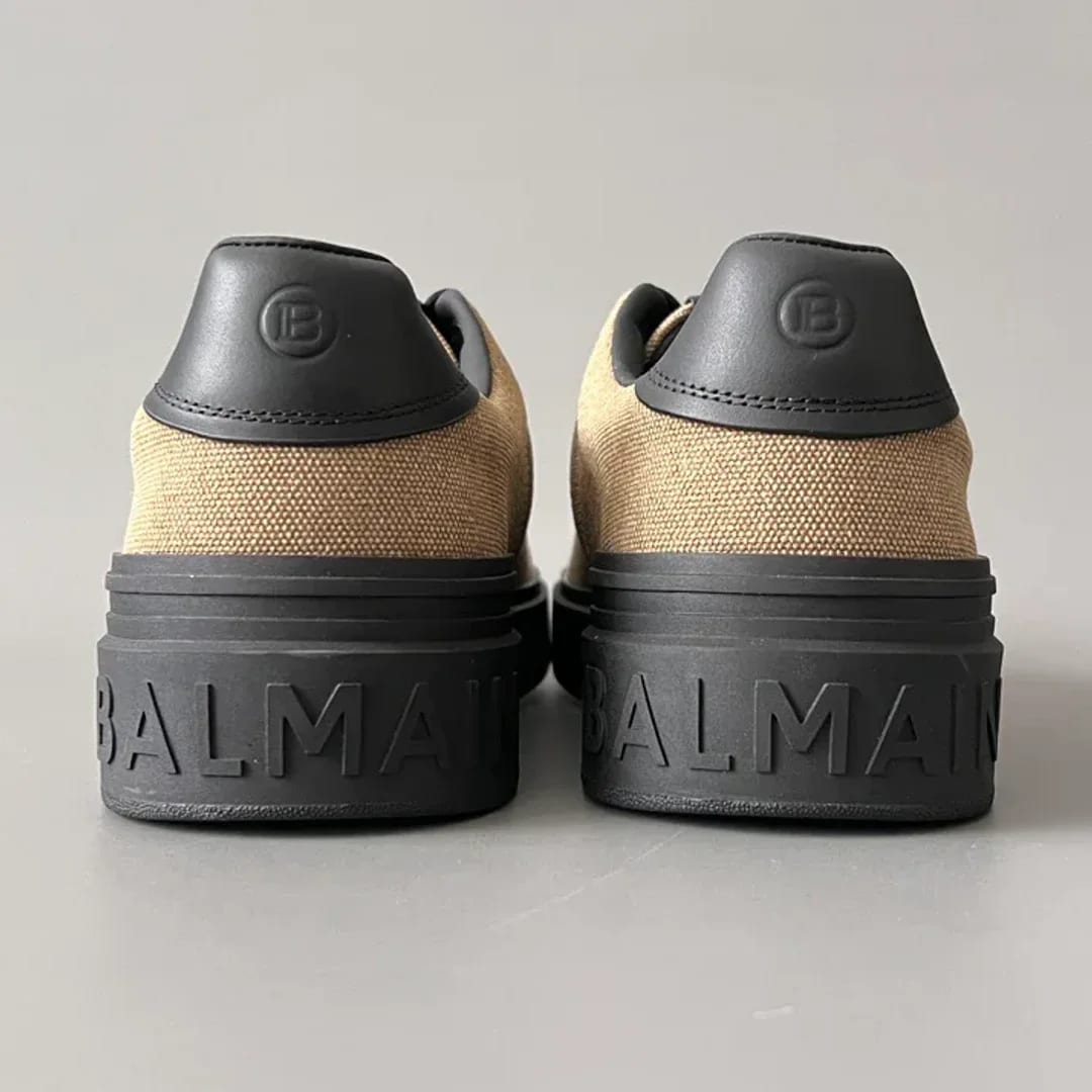 Balmain Logo-Strap Leather Slip-On Sneakers 縮圖 3
