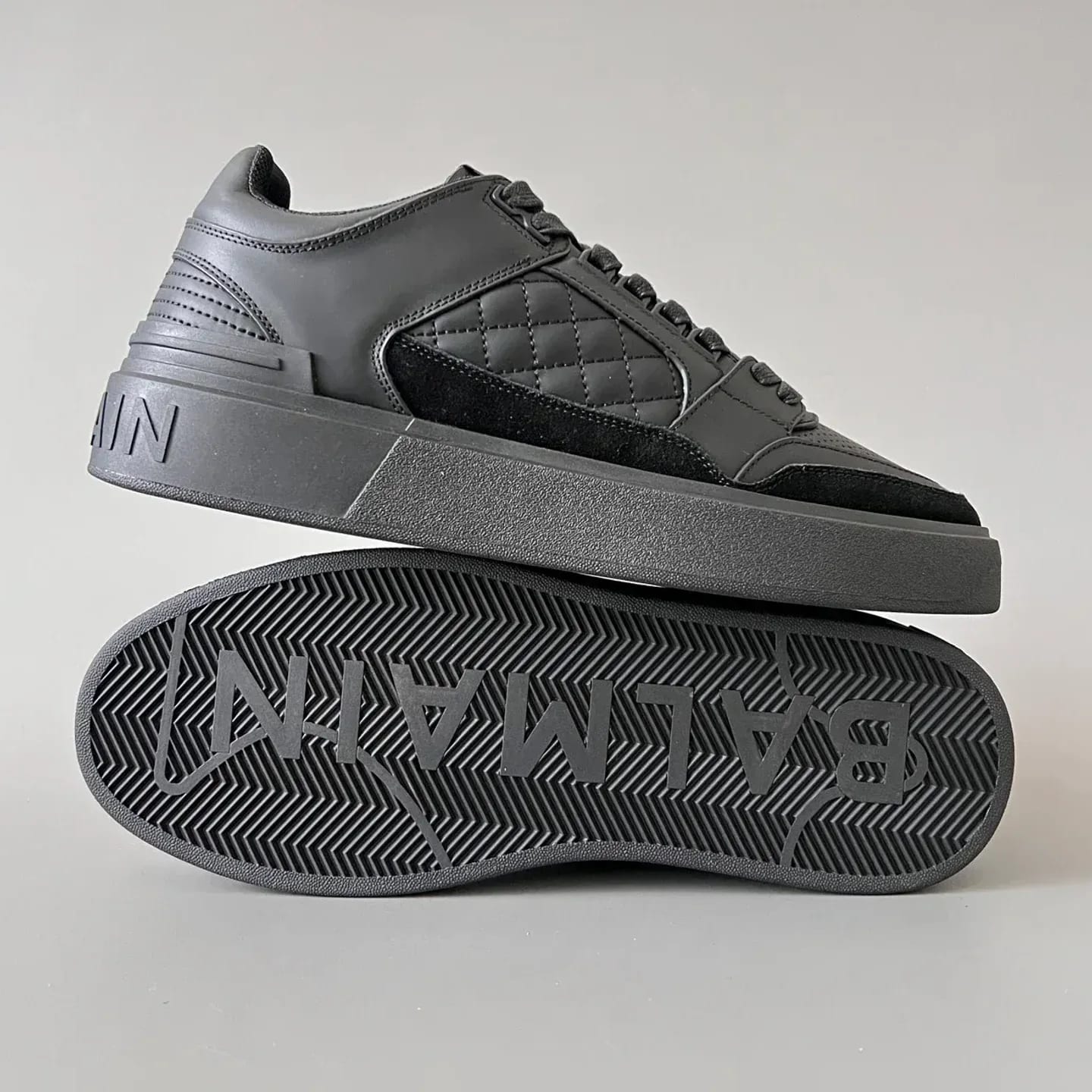 Balmain Logo-Strap Leather Slip-On Sneakers 縮圖 4