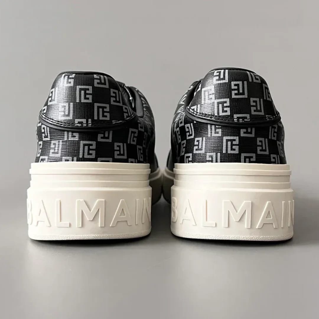 Balmain Logo-Strap Leather Slip-On Sneakers 縮圖 3