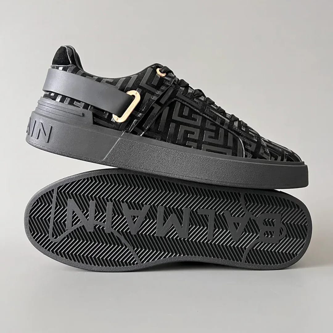 Balmain Logo-Strap Leather Slip-On Sneakers 縮圖 4