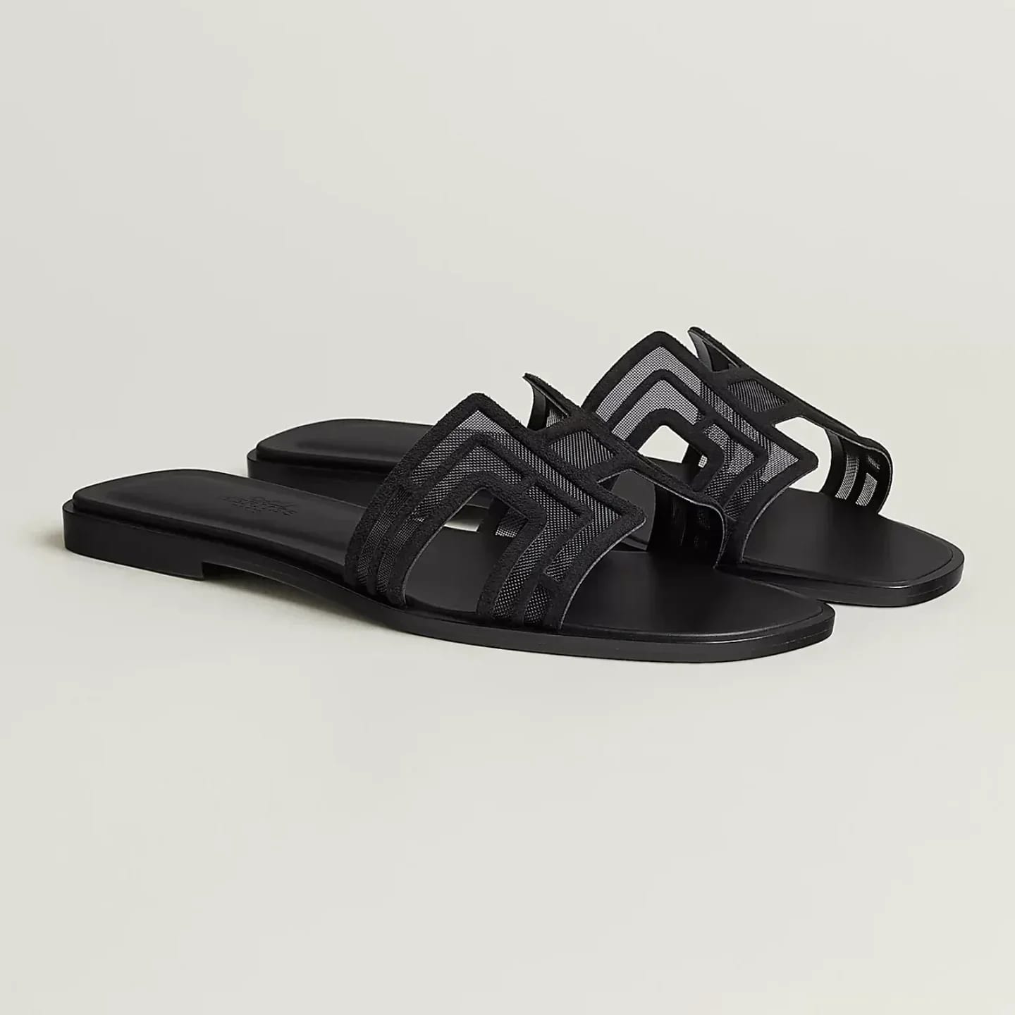 Hermès Oran 黑色網面涼鞋 縮圖 1