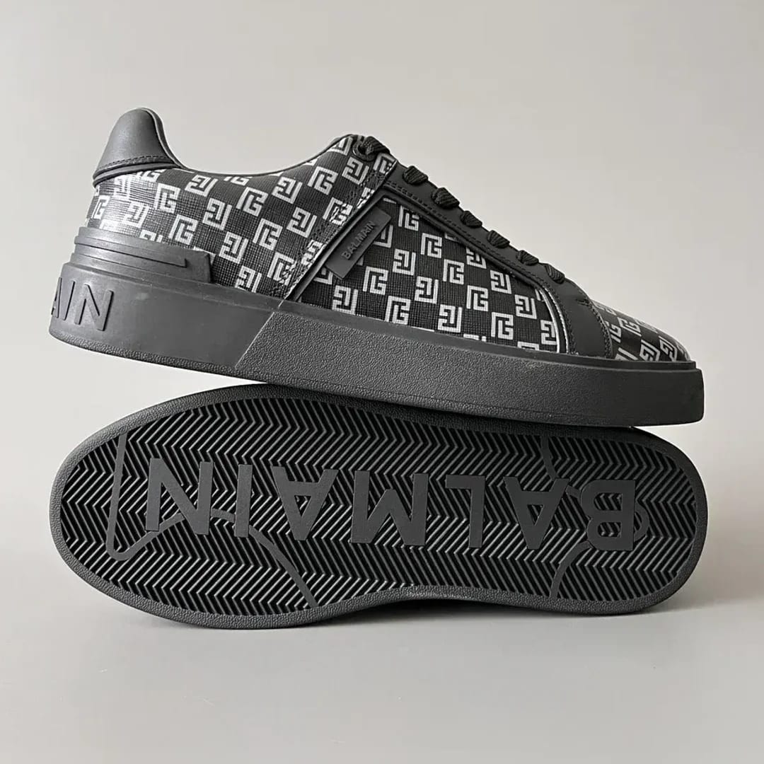 Balmain Logo-Strap Leather Slip-On Sneakers 縮圖 4