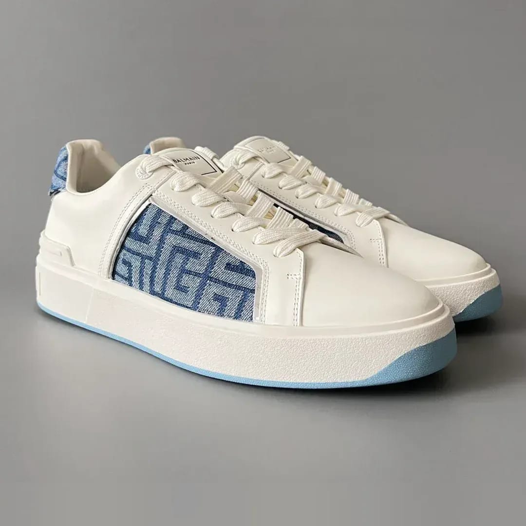 Balmain Logo-Strap Leather Slip-On Sneakers 縮圖 3