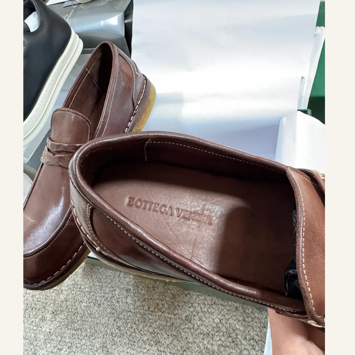 Bottega Veneta Washed-leather Penny Loafer 縮圖 4
