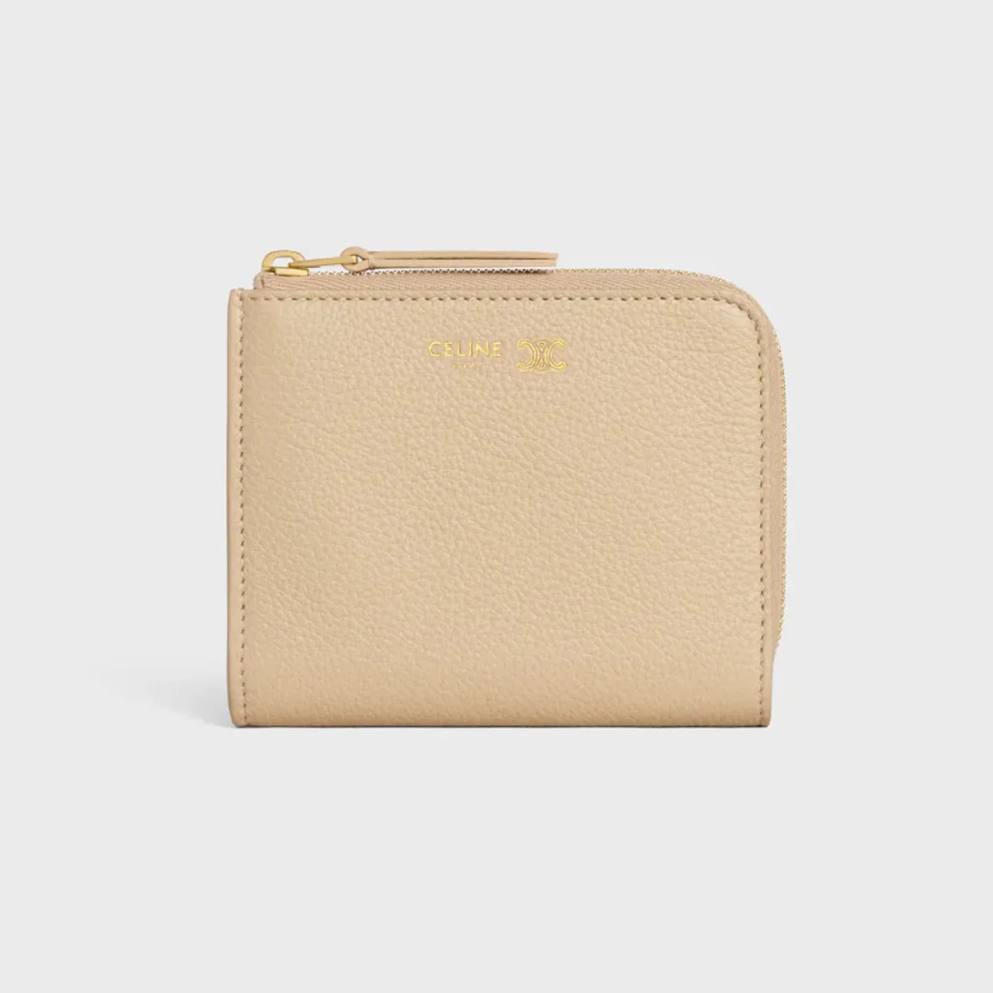 CELINE FLAT ZIPPED WALLET TRIOMPHE STAMP IN GRAINED SUPPLE CALFSKIN 縮圖 1