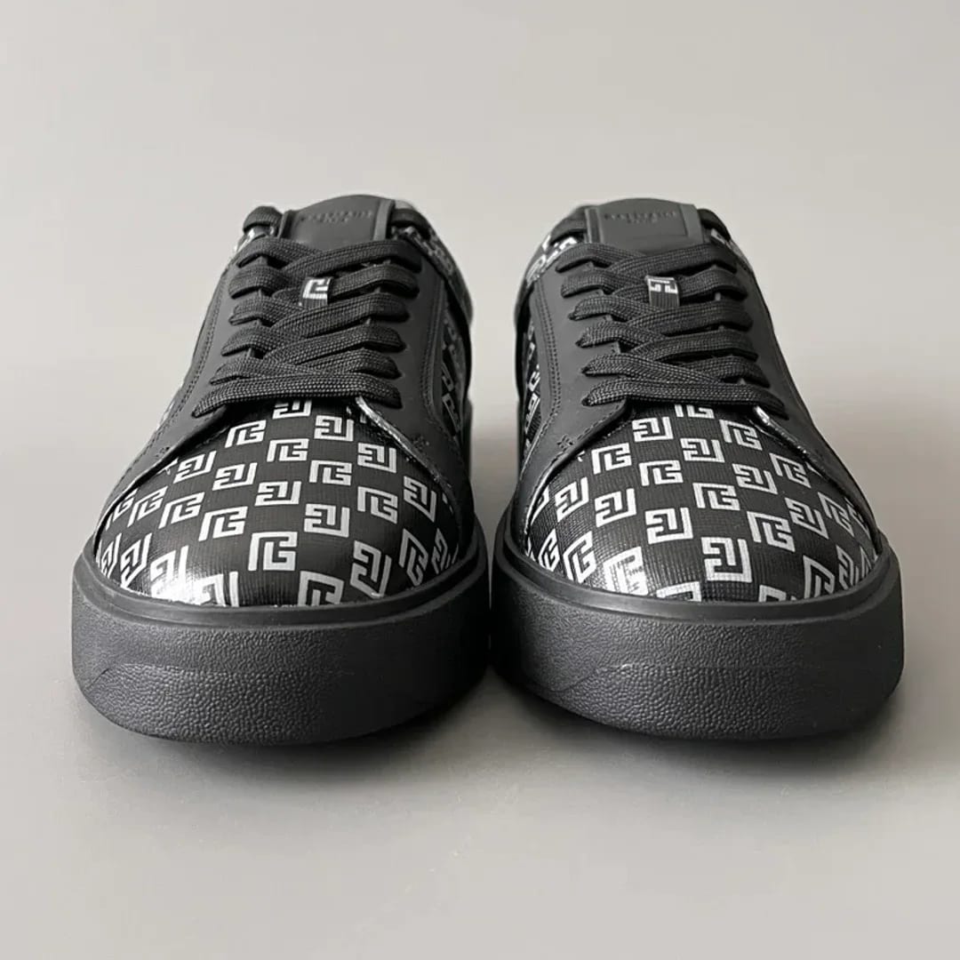 Balmain Logo-Strap Leather Slip-On Sneakers 縮圖 2