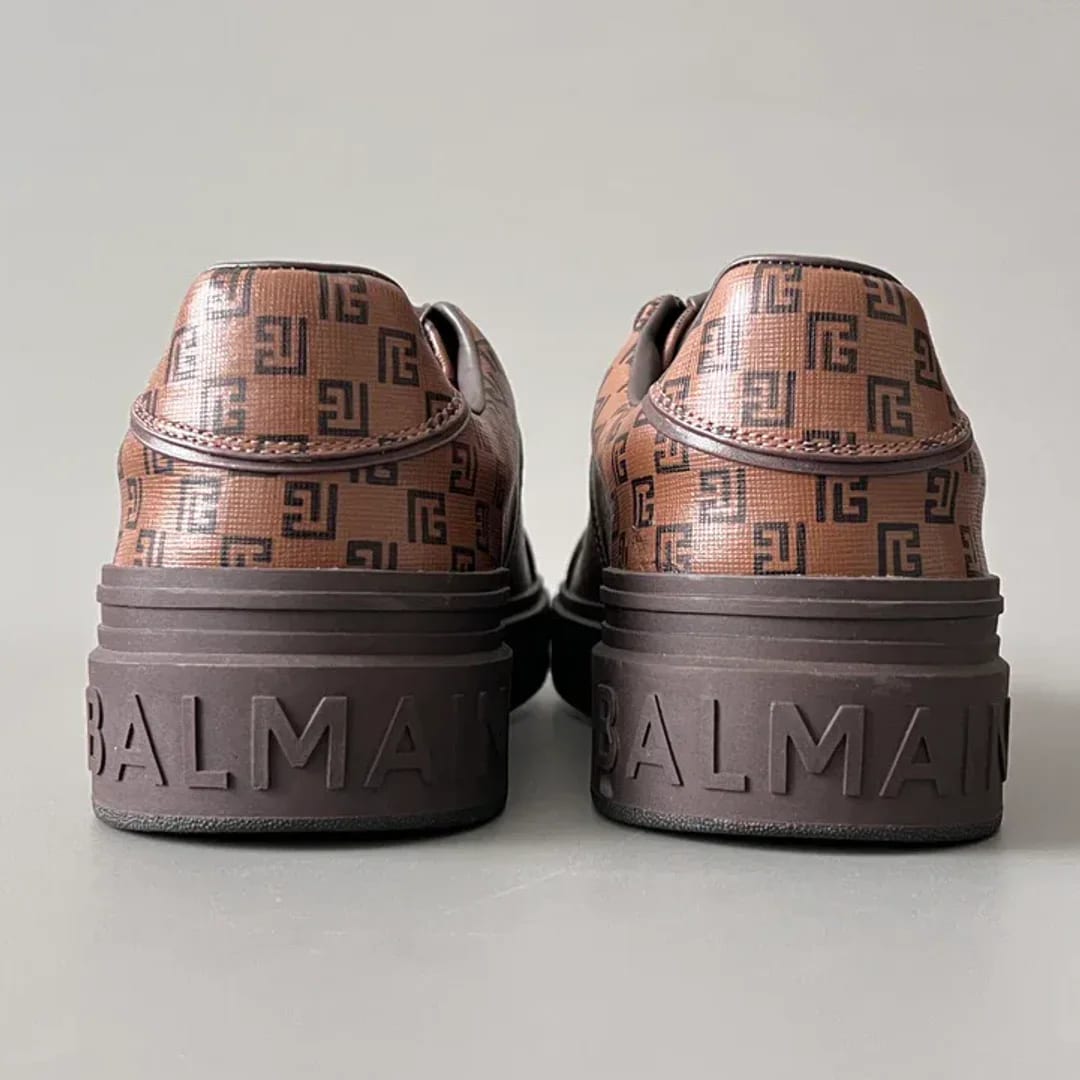 Balmain Logo-Strap Leather Slip-On Sneakers 縮圖 4