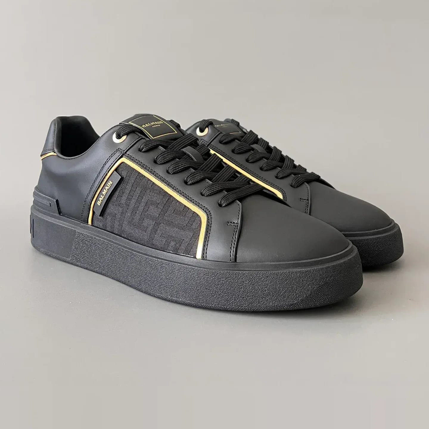 Balmain Logo-Strap Leather Slip-On Sneakers 縮圖 3