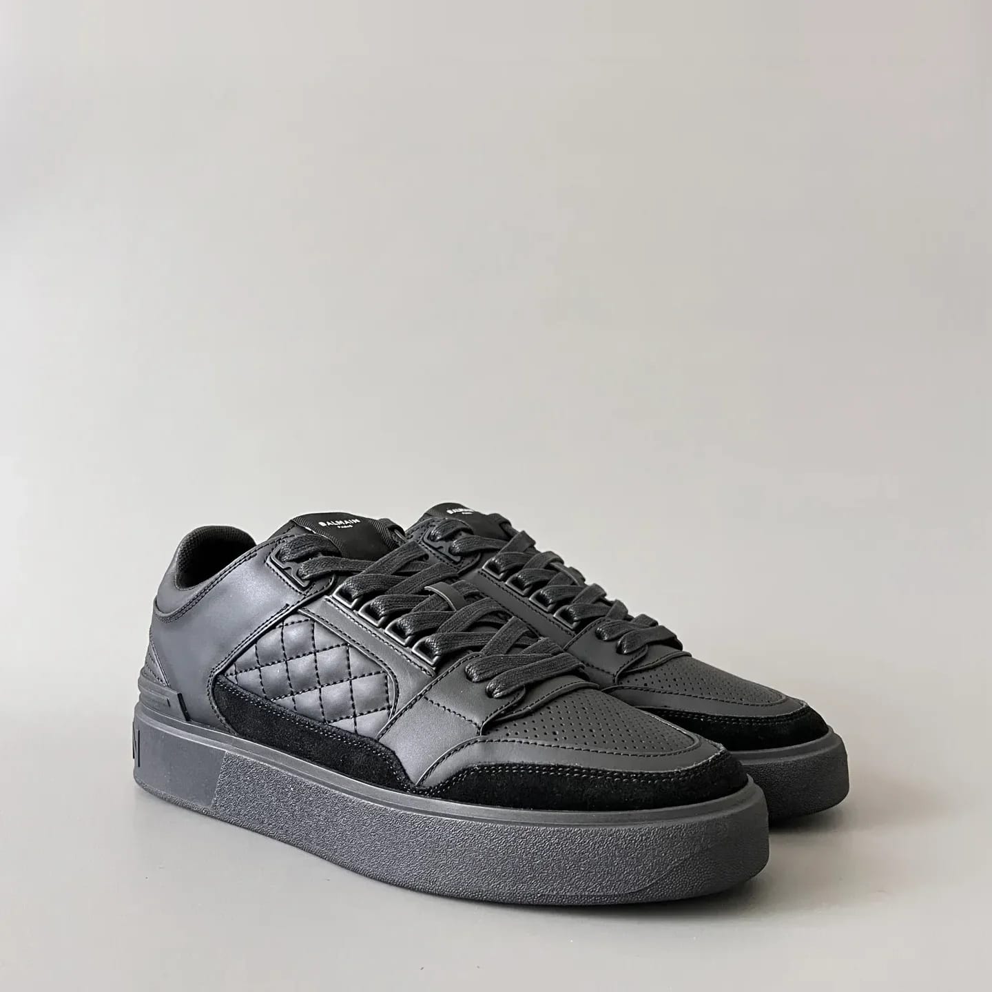 Balmain Logo-Strap Leather Slip-On Sneakers 縮圖 2