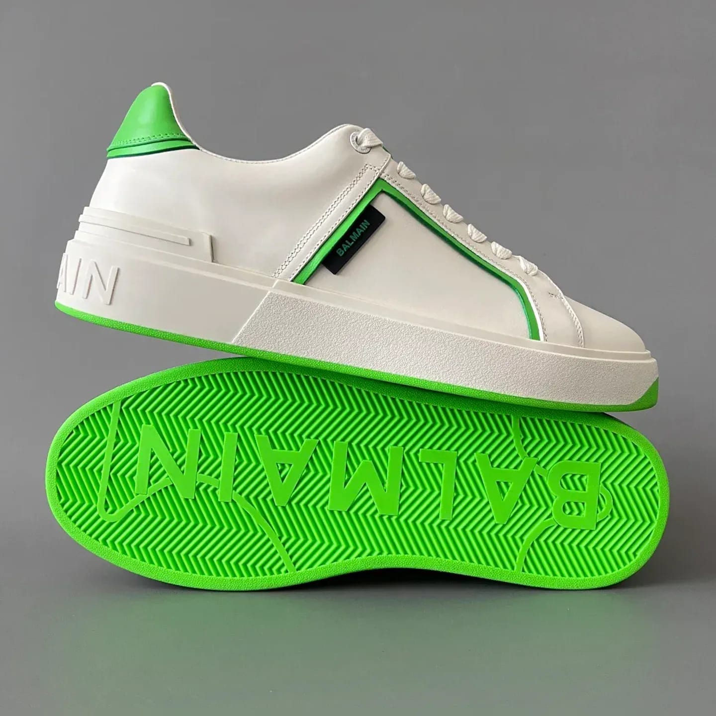 Balmain Logo-Strap Leather Slip-On Sneakers 縮圖 4