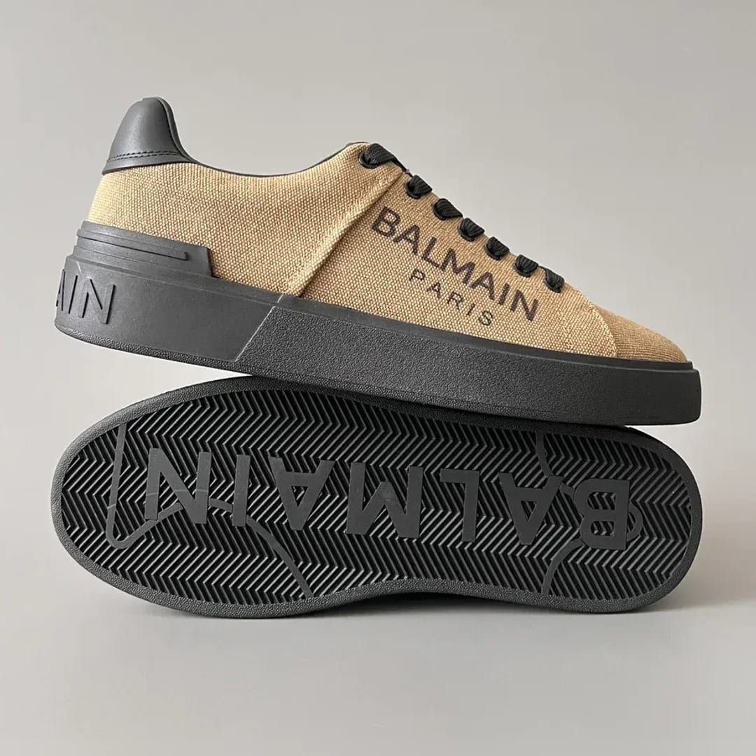 Balmain Logo-Strap Leather Slip-On Sneakers 縮圖 4