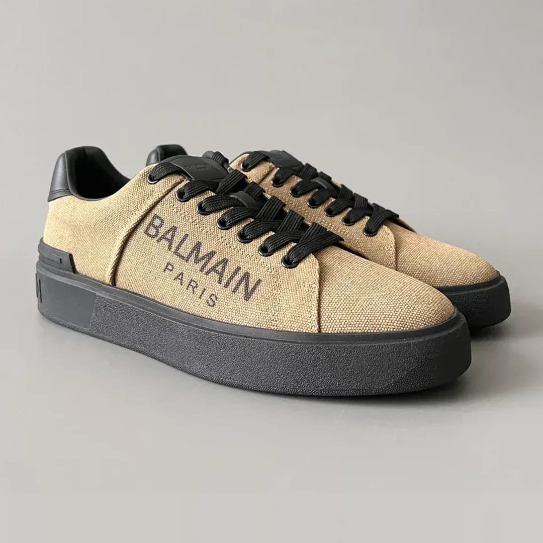 Balmain Logo-Strap Leather Slip-On Sneakers 縮圖 2