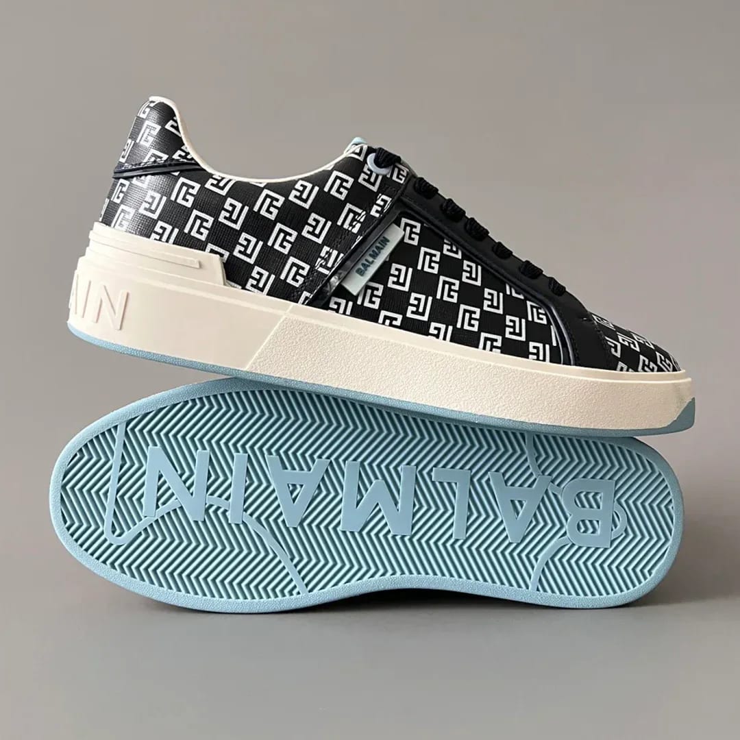 Balmain Logo-Strap Leather Slip-On Sneakers 縮圖 4
