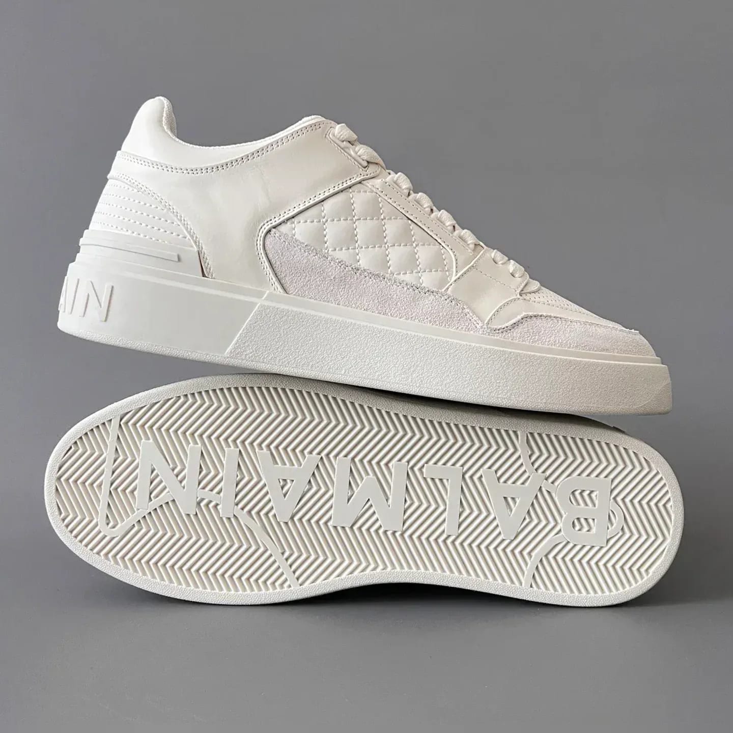 Balmain Logo-Strap Leather Slip-On Sneakers 縮圖 4