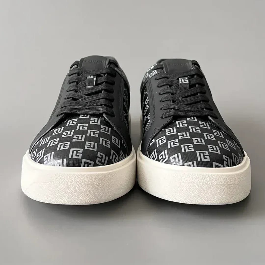 Balmain Logo-Strap Leather Slip-On Sneakers 縮圖 2