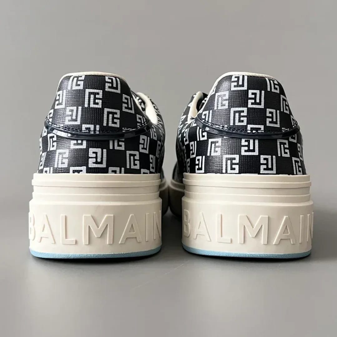 Balmain Logo-Strap Leather Slip-On Sneakers 縮圖 3