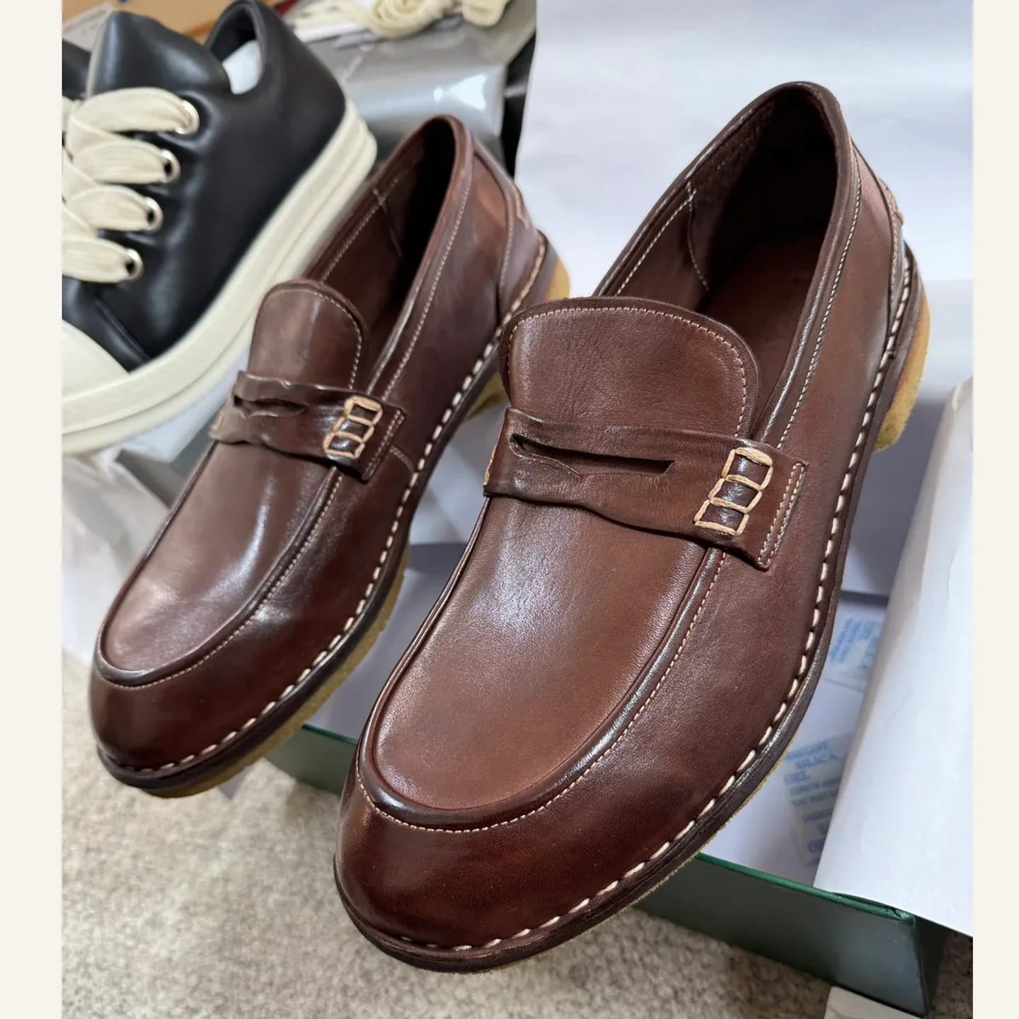 Bottega Veneta Washed-leather Penny Loafer 縮圖 3