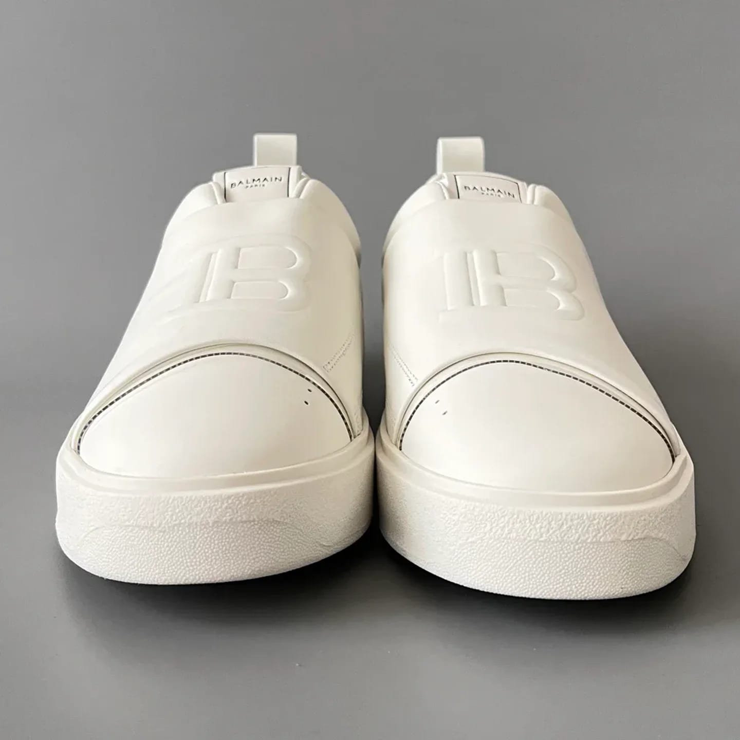 Balmain Logo-Strap Leather Slip-On Sneakers 縮圖 2