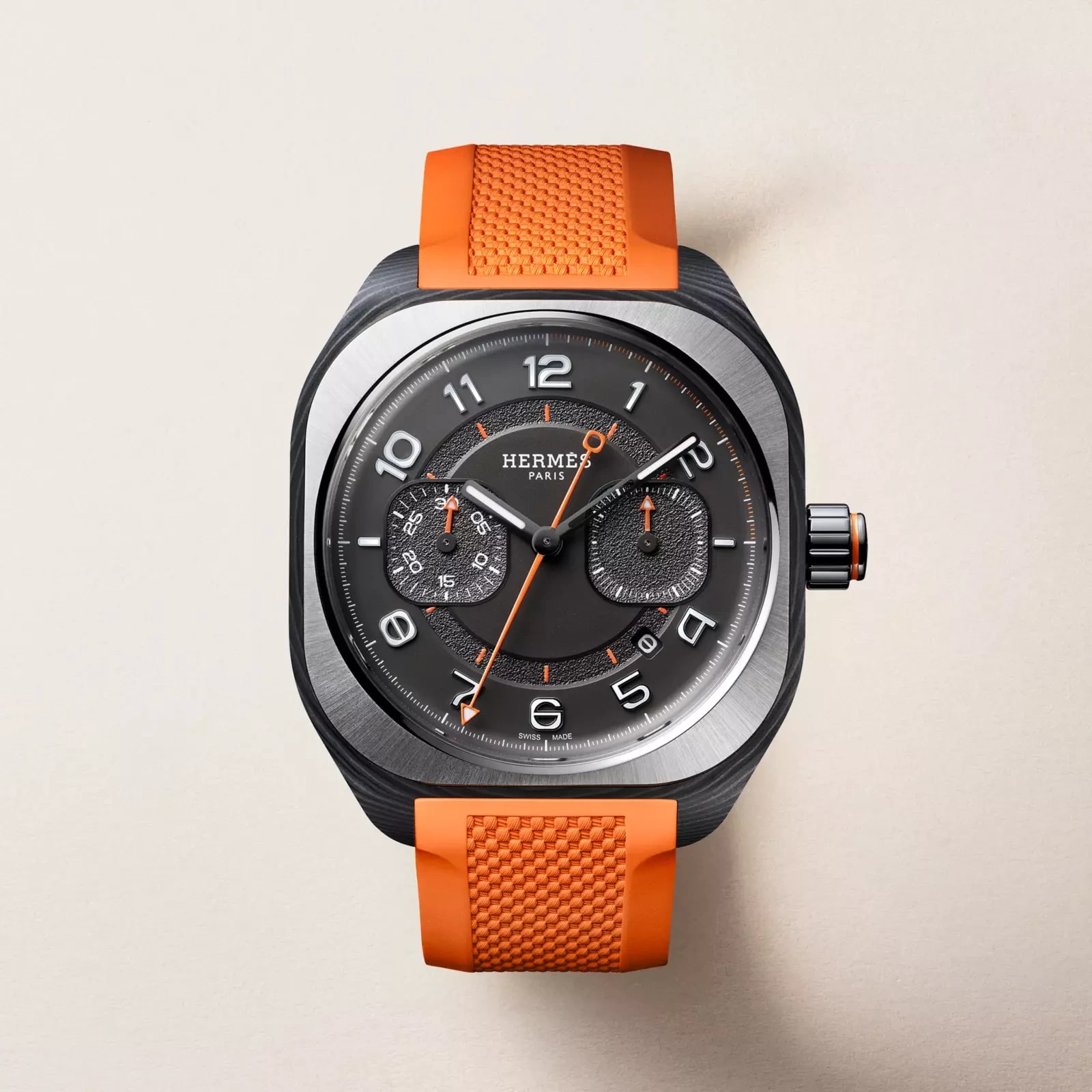 Hermès Hermès H08 Chronographe watch, 45 mm, Orange