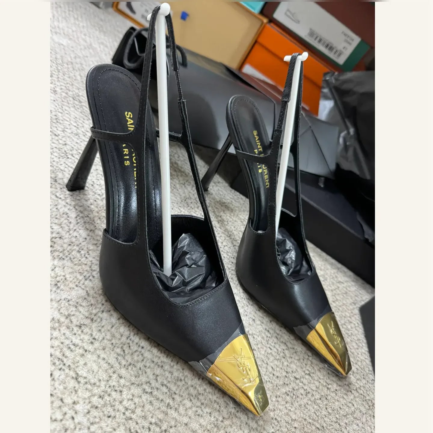 Saint Laurent Metal-cap Slingback Pump