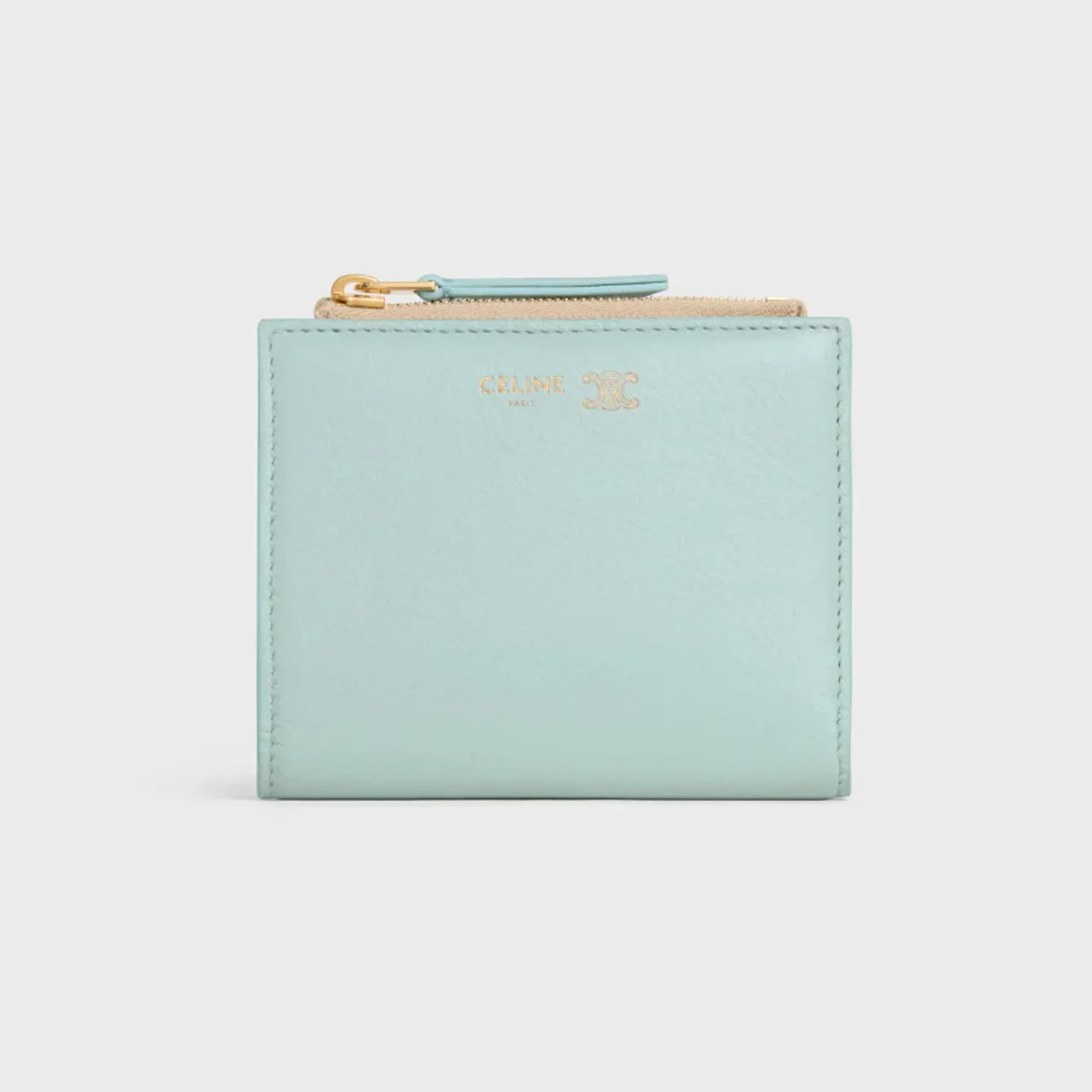 CELINE COMPACT WALLET TRIOMPHE STAMP IN GRAINED SUPPLE CALFSKIN