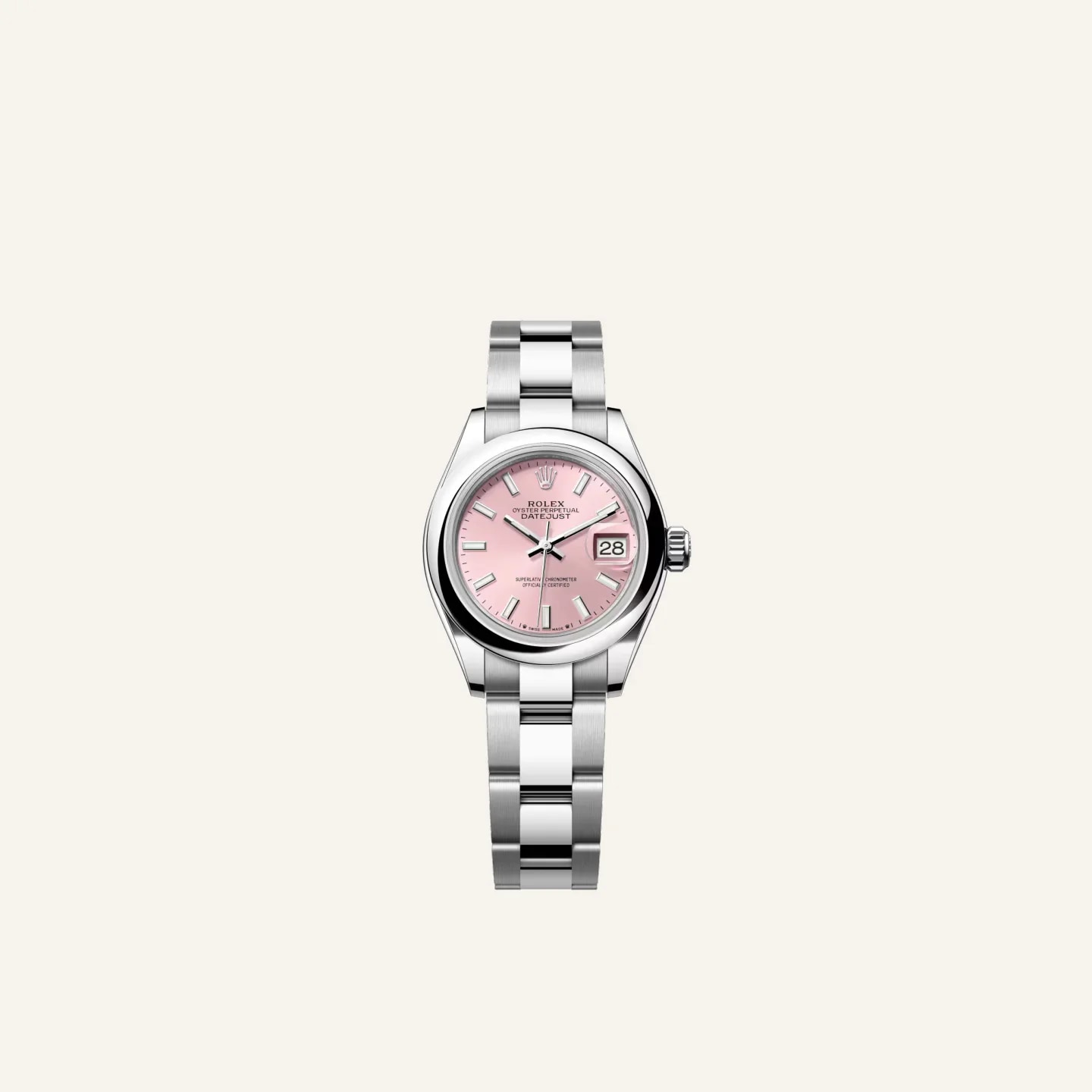 Rolex Lady-Datejust 28 粉紅色錶面腕錶
