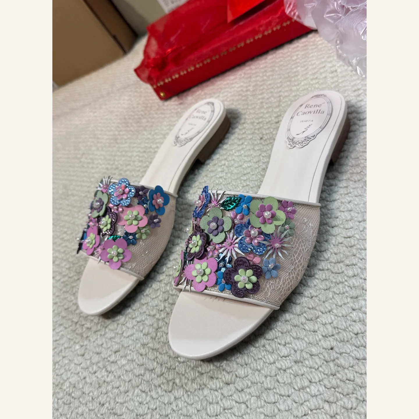René Caovilla Crystal Floral Slide