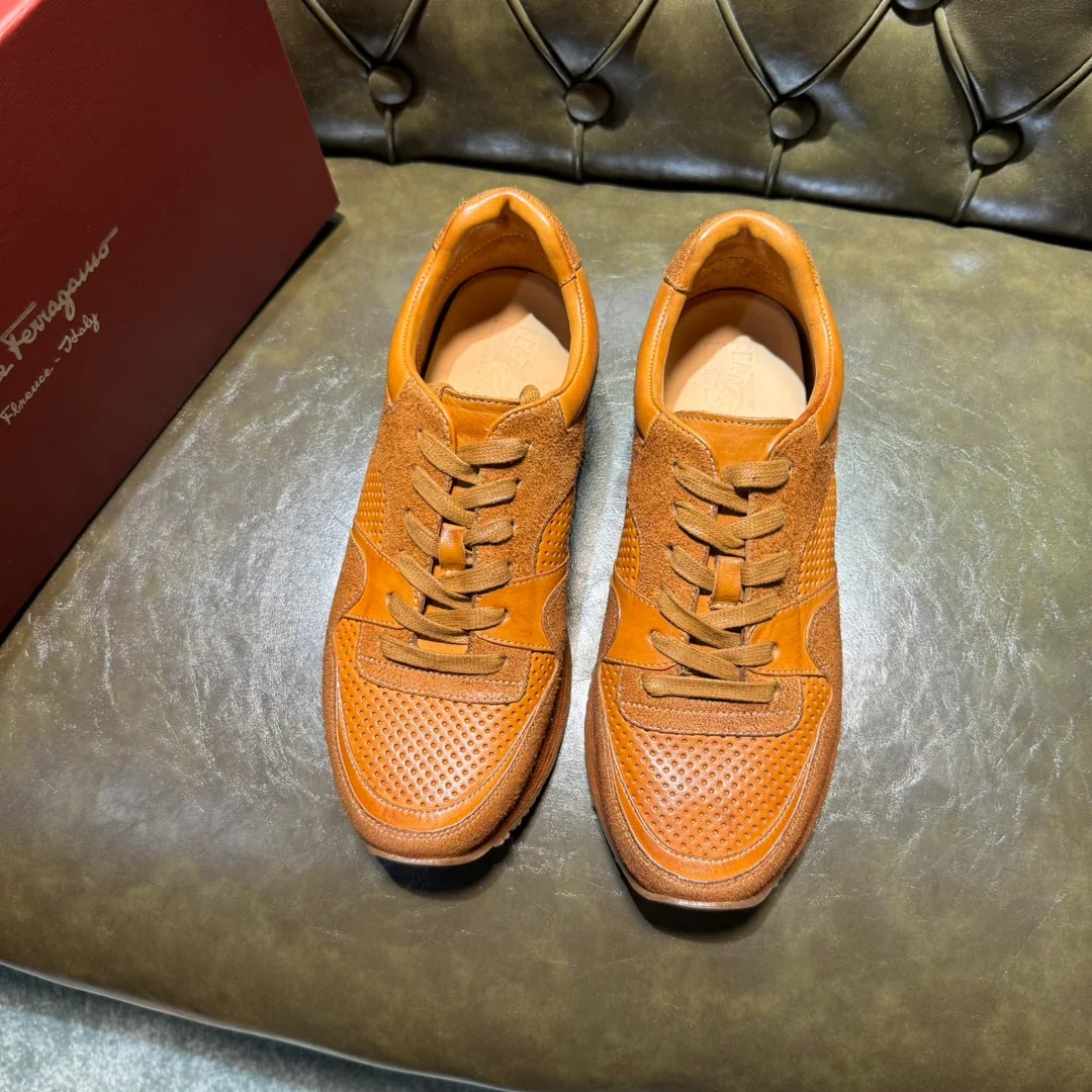 Ferragamo Washed-leather Low-top Sneaker