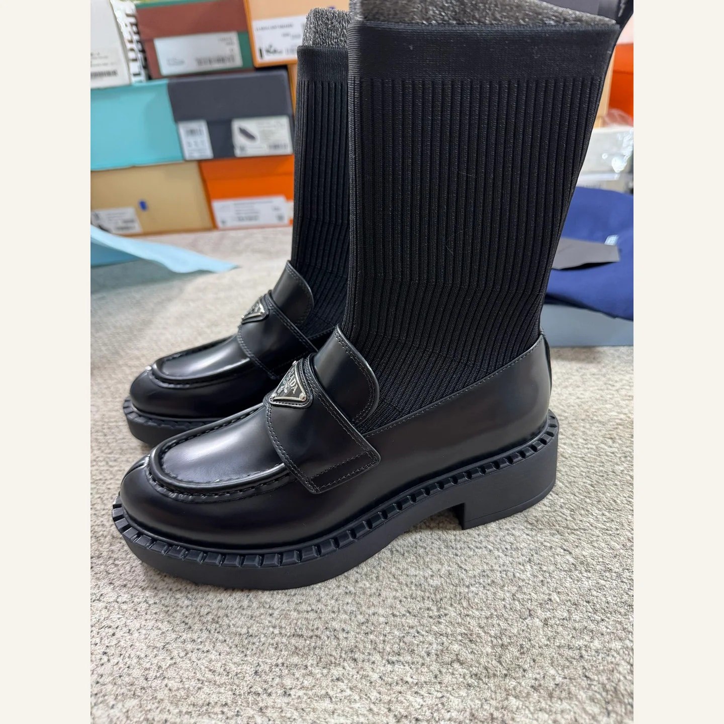 Prada Monolith Knit Boot