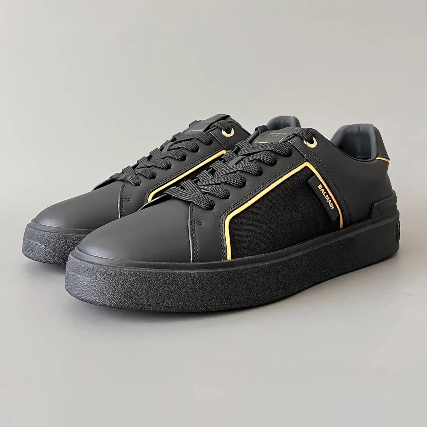 Balmain Logo-Strap Leather Slip-On Sneakers
