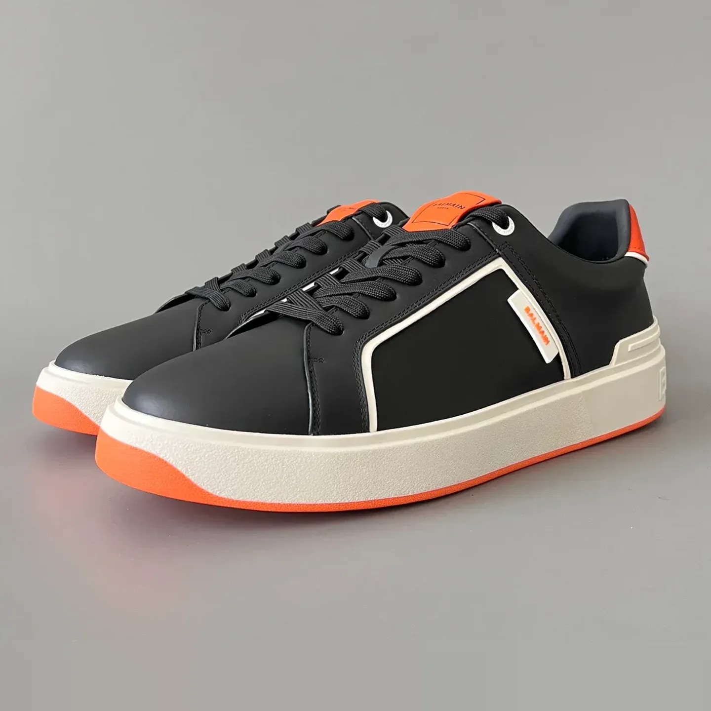 Balmain Logo-Strap Leather Slip-On Sneakers