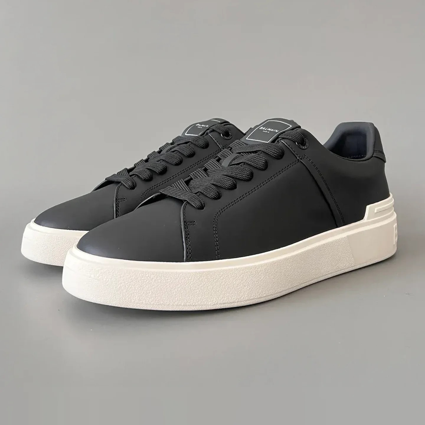 Balmain Logo-Strap Leather Slip-On Sneakers