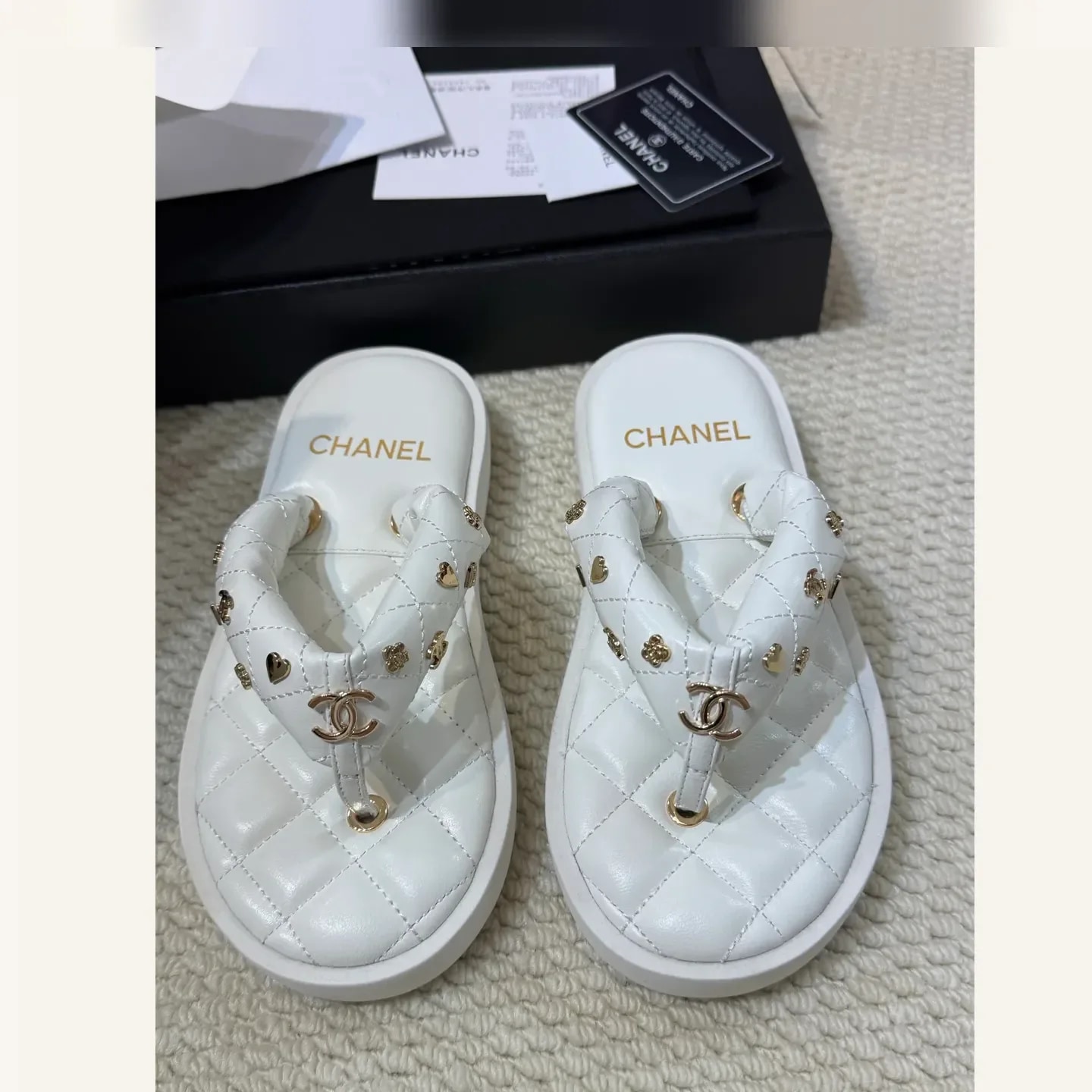 CHANEL Quilted CC Thong Sandal